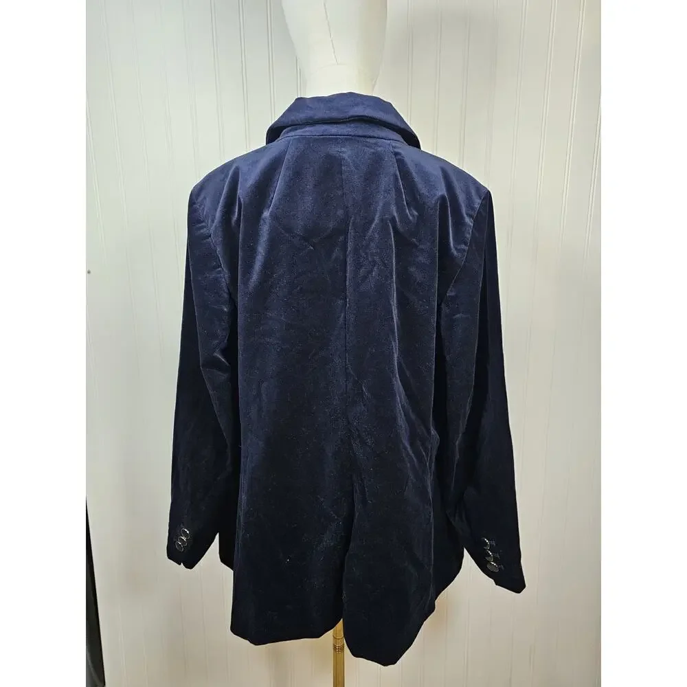 Talbots Blue Velvet Blazer Women's Size 16W Petite NWT Career Preppy Academia - Picture 3 of 8
